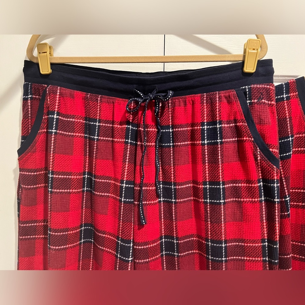 SOFT❤️2 Pc Nautica Red & Navy Blue Plaid Sleepwear Set - Picture 8 of 11